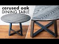 Building a CERUSED OAK Round Dining Table // How To - Woodworking & Welding