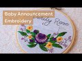 Verity - Baby Announcement Embroidery - Close-up