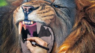 Pastel Pencil Lesson - Lion Teeth - Jason Morgan wildlife art