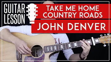 Take Me Home Country Roads Guitar Tutorial - John Denver Easy Guitar Lesson 🎸 |No Barre Chords|