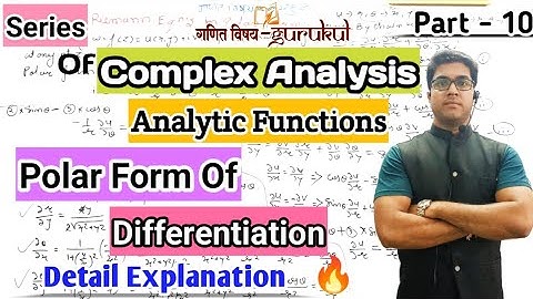 Polar Form Of Differentiation l Complex Analysis l Analytic Functions l