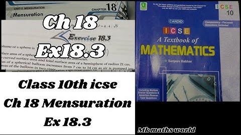 Class 10th icse Ch 18 Mensuration Ex18.3👍