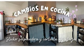 🍄🏡Cambios en pequeña cocina🌼👷‍♀️, Ocultando Ruido Visual y Salpicadero Stickers🌸