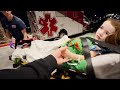 Nikos brave ambulance ride   adley  navey surprise him with a giant monkey mom saves the day