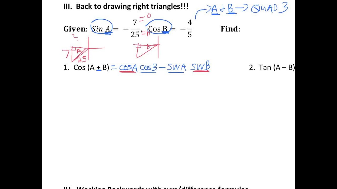 5.4 sum difference w right triangles - YouTube