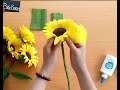 Special way to make sunflower from crepe paper  so easy  lets make it for summer