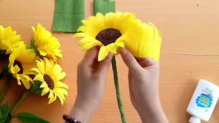 Special way to make sunflower from crepe paper - SO EASY - Let's make it for summer!!!