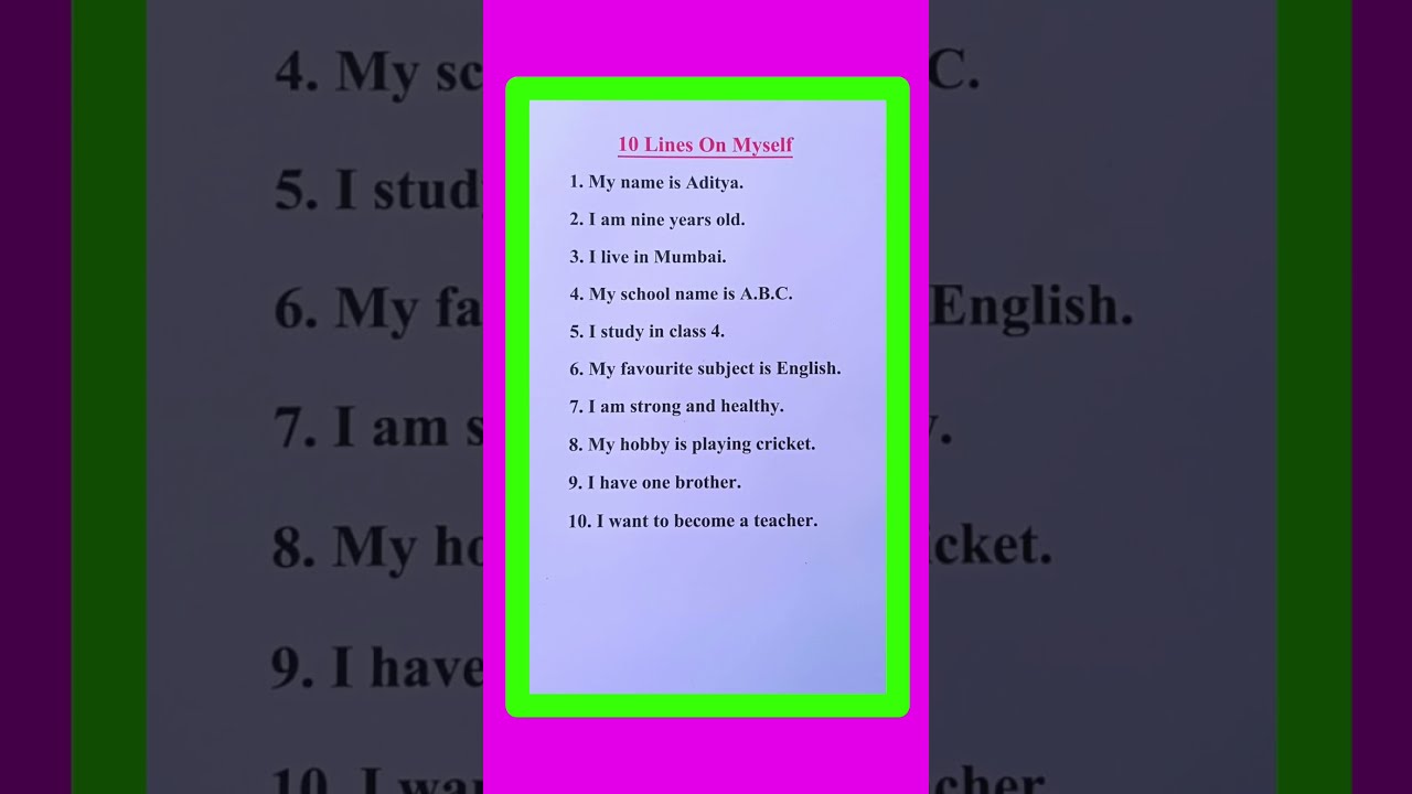 10 Lines About Myself I Short Essay On Self Introduction How To Introduce