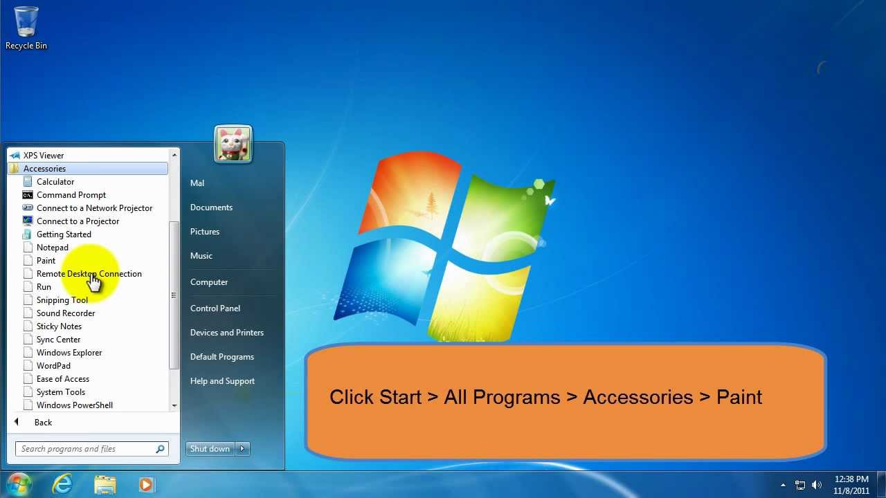 как распечатать экран рабочего стола в программе Windows 7