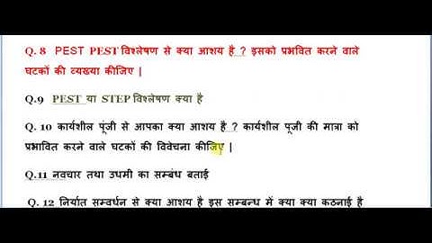 Fundamentals of Entrepreneurship top 10 Most Important Question B Com 2nd Year