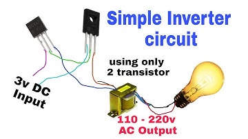 DIY | inverter 3v dc to 220v ac simple inverter using only two transistors with circuit diagram