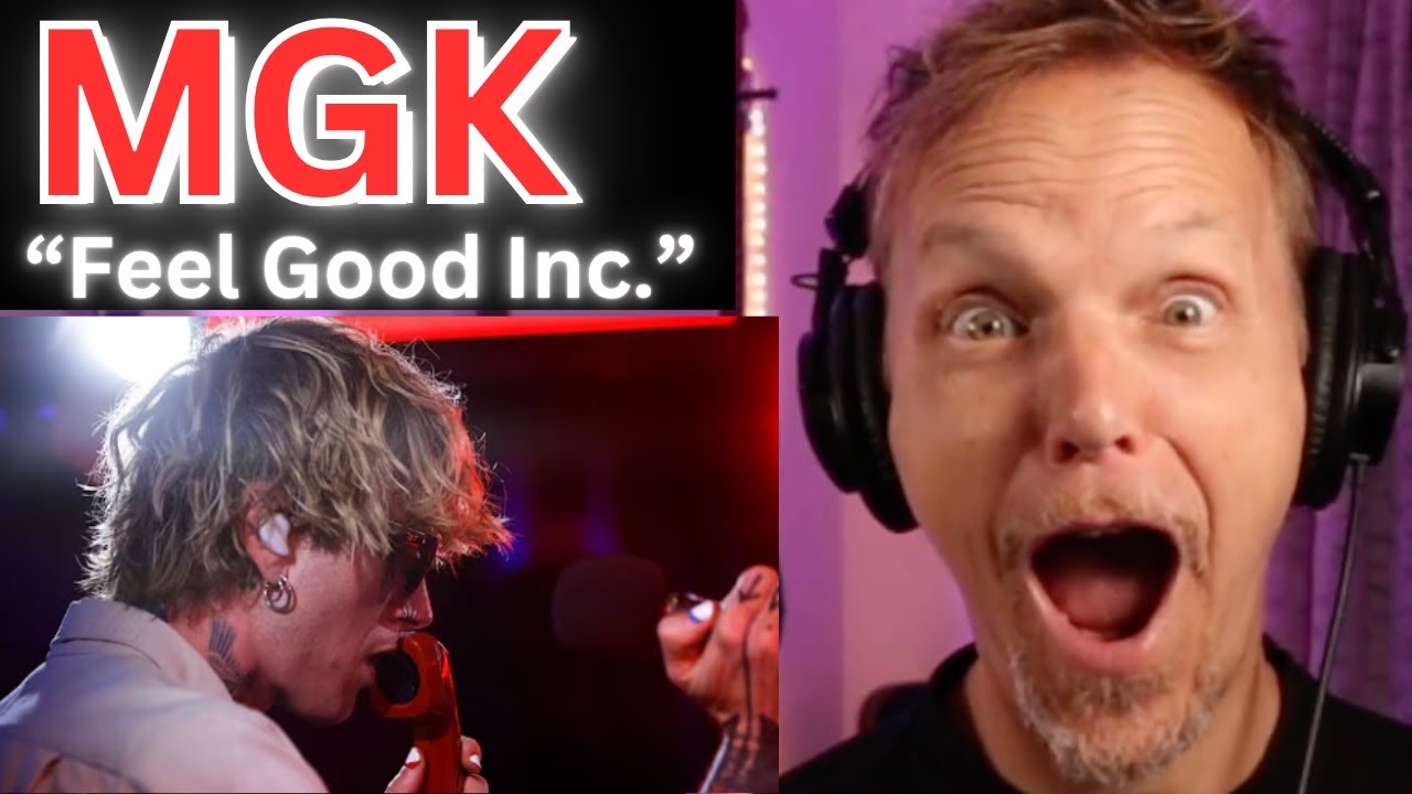 He sounds AWESOME! mgk - Feel Good Inc (Gorillaz cover) in the live lounge - vocal coach analysis
