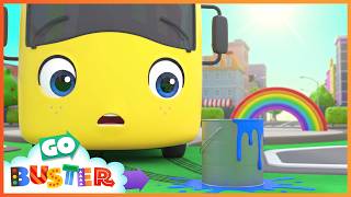 Rainbow Dinosaur Painting RUINED! | Go Buster - Bus Cartoons & Kids Stories