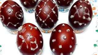 ⏰Как КРАСИВО покрасить ЯЙЦА на ПАСХУ без красителей/ Яйца в луковой шелухе с ОБЪЕМНЫМ рисунком 3D