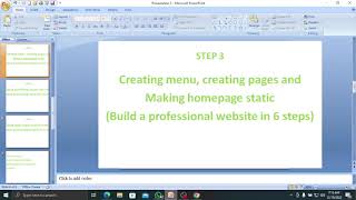 Step 3. Creating Menu, Pages & making the Home Static Page | Build a Professional Website in 6 steps