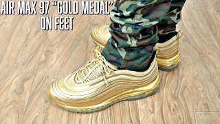 nike air max 97 gold on feet