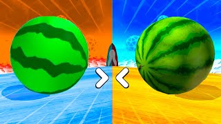 Which Watermelon Ball Will Pass 4 Levels First: Going Ball vs Rolling Ball Master? Race-619