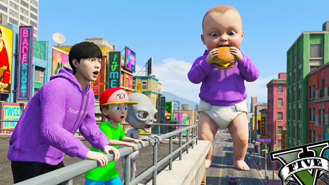 ဂျူနီယာက ဧရာမ ကလေးဘီလူးကြီး ဖြစ်သွားခဲ့တယ် | Junior SMART became The Giant Baby in GTA V