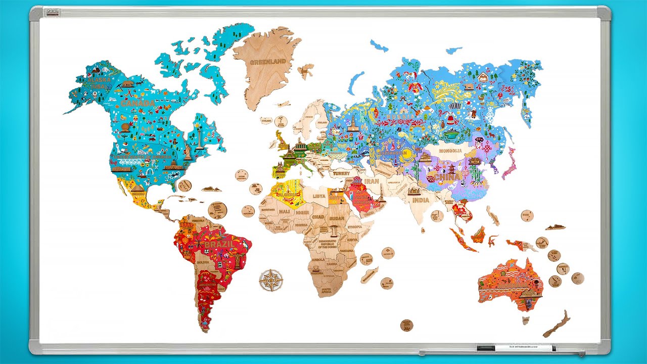 ⁣Assemble A Colorful Wooden World Map || Art & Craft