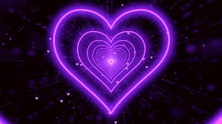 Heart Tunnel Background💜Purple Neon Heart Background | Heart Loop Video | Wallpaper Heart [3Hours]