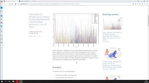 Open webinar intro: Introduction to Python, Numpy, Matplotlib and Scipy for Water Resources - Oct 27