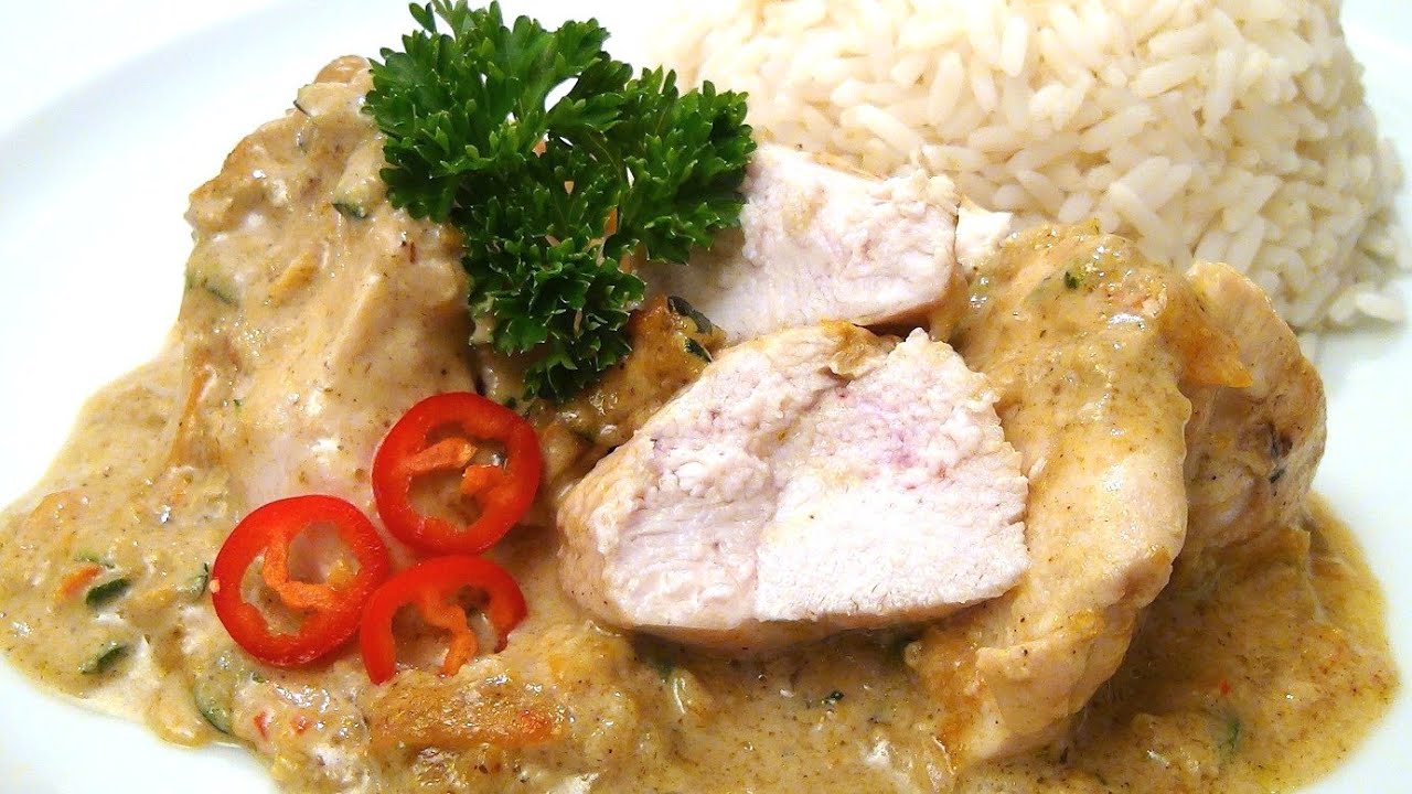 Hähnchen in Curry Kokos Sauce / Rezept / Video Anleitung - YouTube
