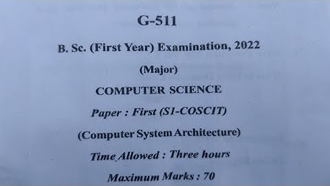 BSC | (COMPUTER SCIENCE ) COMPUTER SYSTEM ARCHITECTURE | RDVV | QUESTION PAPER | 2022 | 1st YEAR