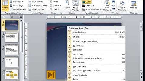 the status bar in powerpoint