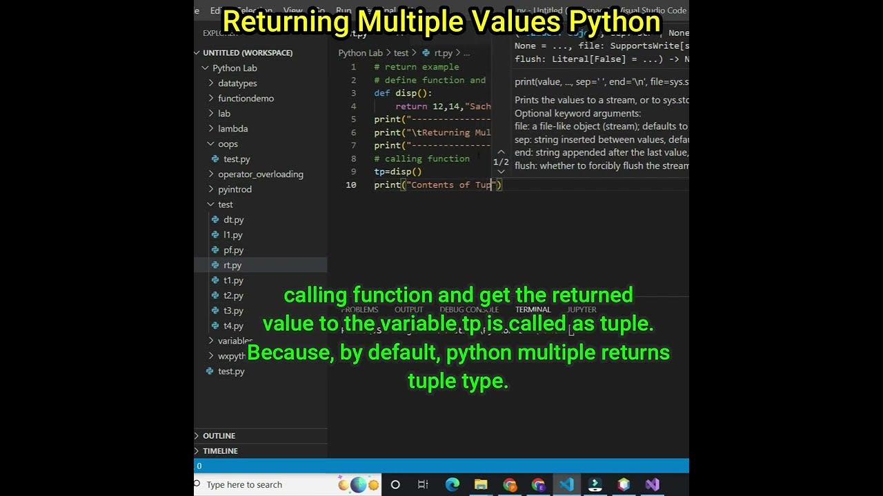 Return multiple values in python def | Python return function #shorts ...
