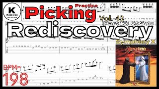【BPM198】Symphony X - Rediscovery (Part II) TAB Solo Michael Romeo  Practice【Guitar Picking Vol.43】