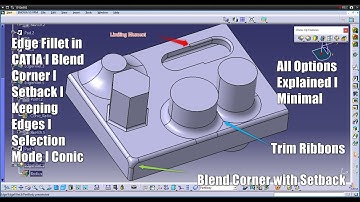 Edge Fillet all options explained in Detail I CATIA V5 I Blend cornerI Trim Ribbons I Selection mode