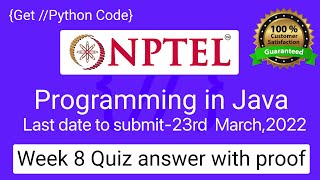 NPTEL Programming in Java Week 8 Quiz answers with detailed proof of each answer