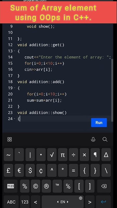 Program to sum of array element in OOPs. #shorts #programming - YouTube