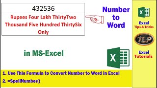 Change Number to word in excel Formula | Convert Number into Word Indian Rupees | Excel For Business