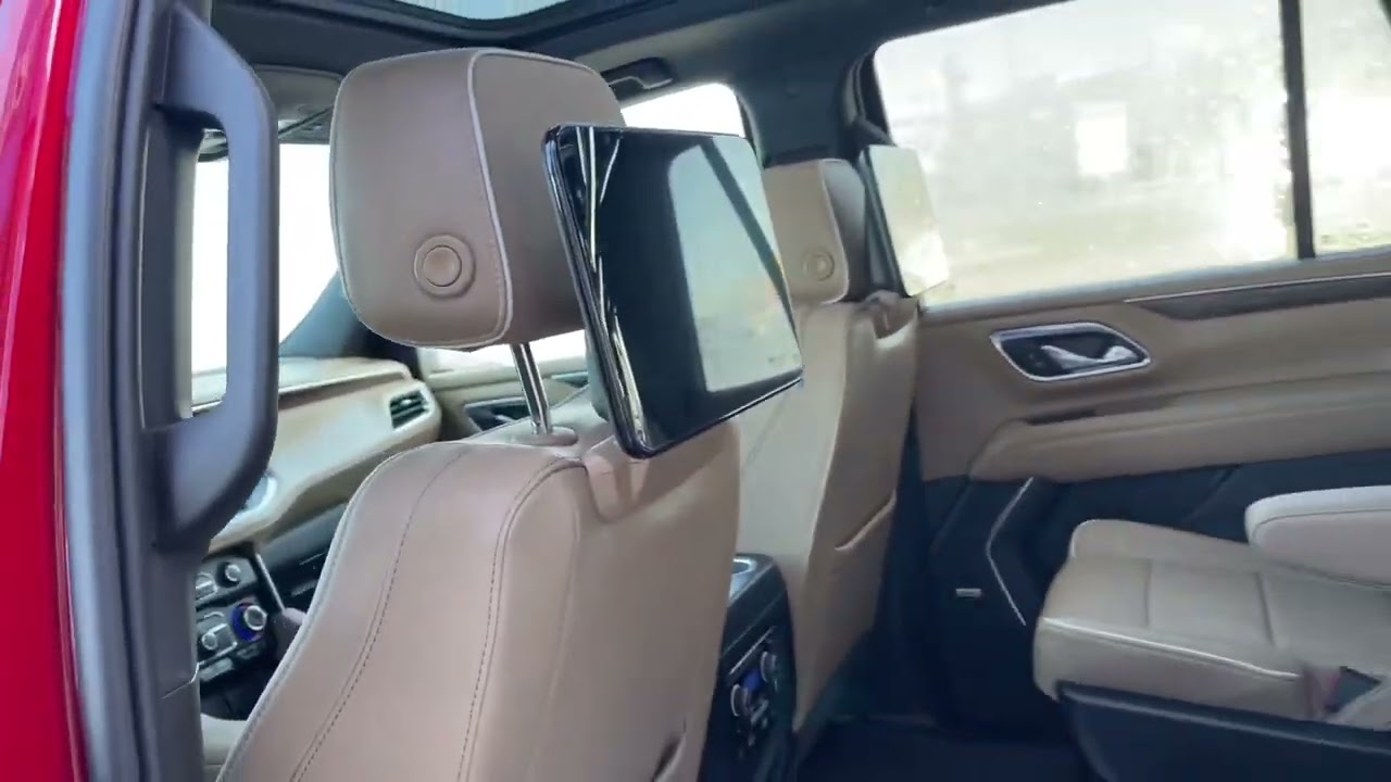 2023 Sugar exterior - Black/Maple Red Premier Tintcoat YouTube interior. Tahoe Jet Chevy with Radiant
