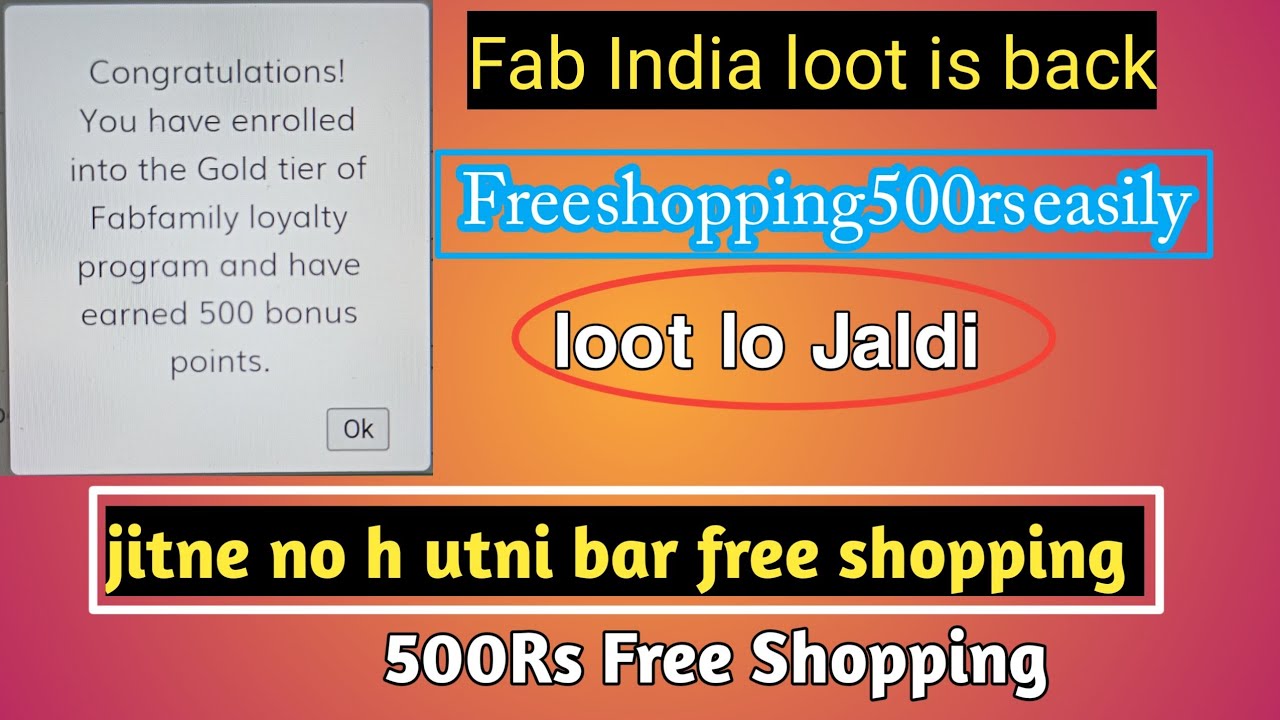Fab india free 500rs Free shopping | Jitni no utni bar free shopping 