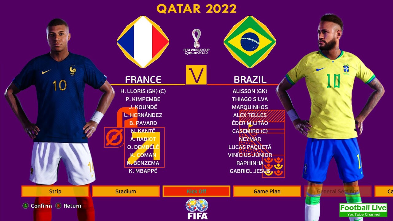 France vs Brazil FIFA World Cup 2022 Qatar Mod Neymar Free Kick Goal Realistic Gameplay PES