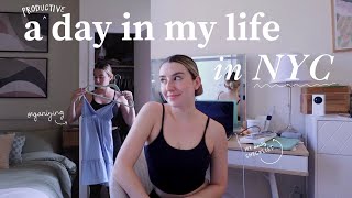 a day in my life in my 20s in nyc | productivity, new coffeeshop, cooking, grocery haul & crocheting