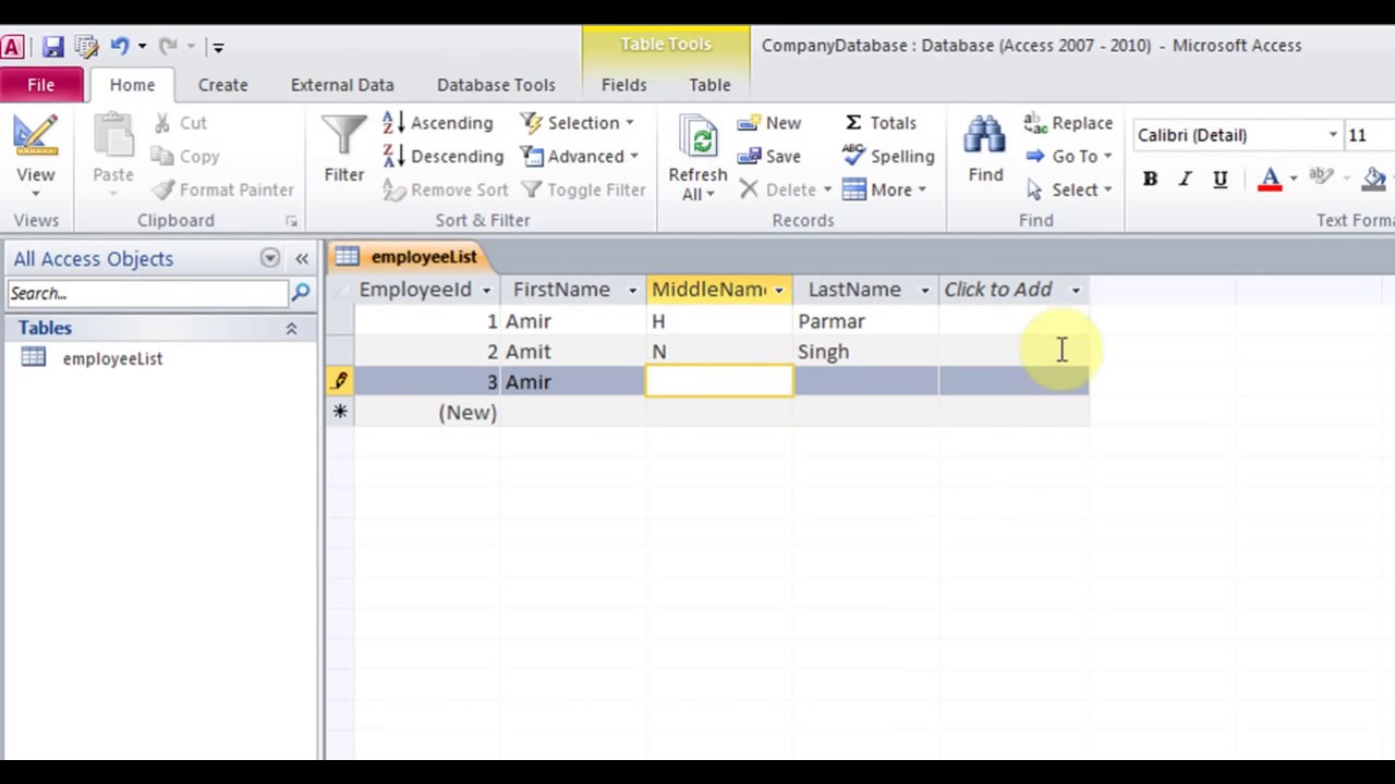 Hindi Microsoft Access 2007 2010 2013 pt 1 Tables, Form - YouTube