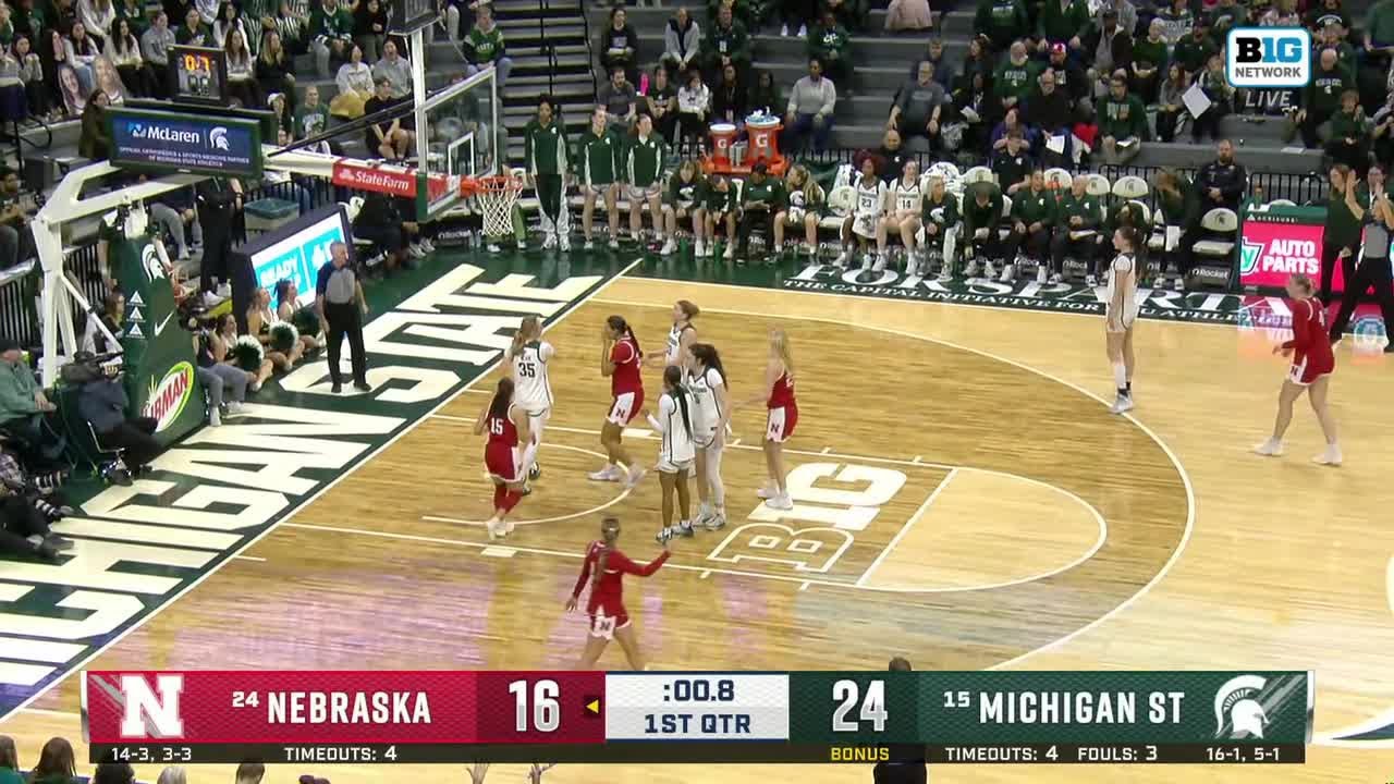 Petra Bozan For Three Before the Buzzer vs. Michigan State | Nebraska Women's Basketball