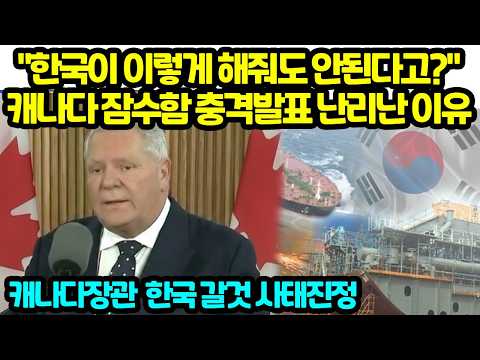 캐나다 잠수함 충격발표 난리난 이유 <strong>캐나다장관</strong> 사태진정 한국 갈것