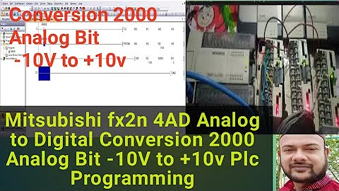 Mitsubishi fx2n 4AD Analog to Digital Conversion 2000 Analog Bit -10V to +10v Plc Programming