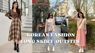👗 Korean fashion Ideas |Long skirt Outfits ✨||@aestheticflorant65