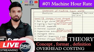 Machine hour rate | Concept | Overheads costing - cost account bcom | DA2 Academy #cma #srtmun #bamu