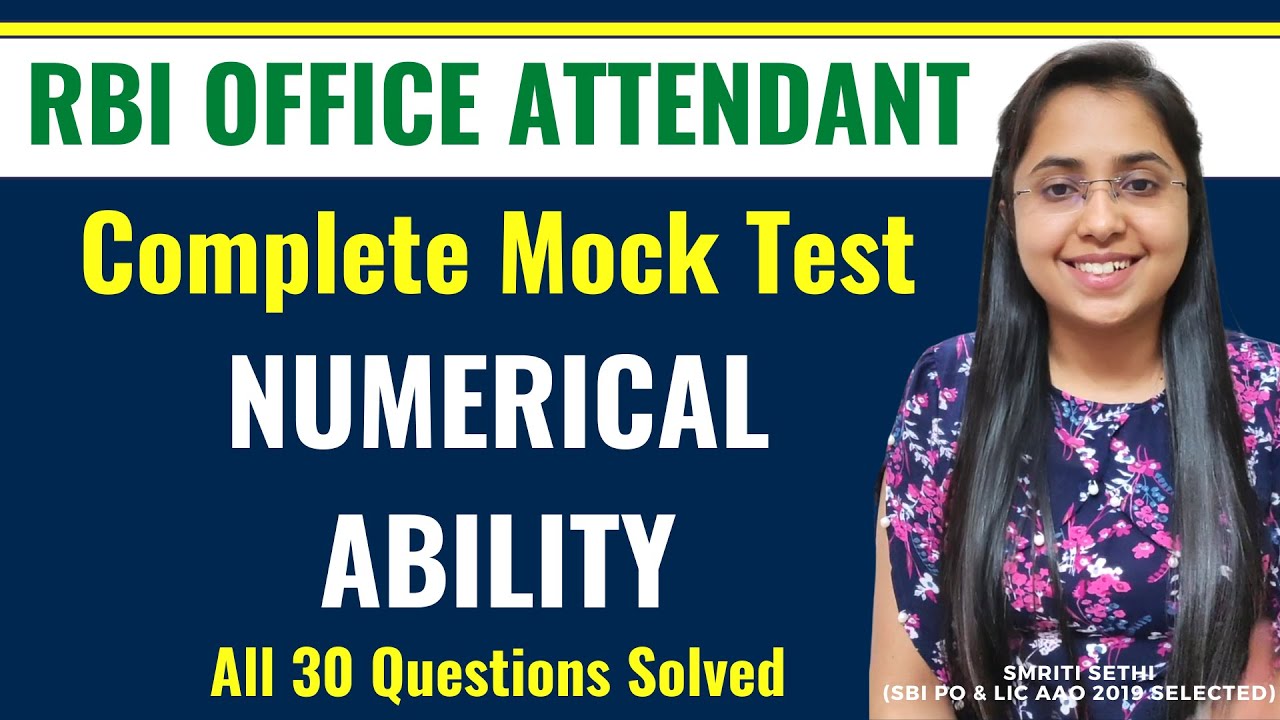 RBI OFFICE ATTENDANT 2021 ||  Complete Mock Test || Numerical Ability || All 30 Questions Solved