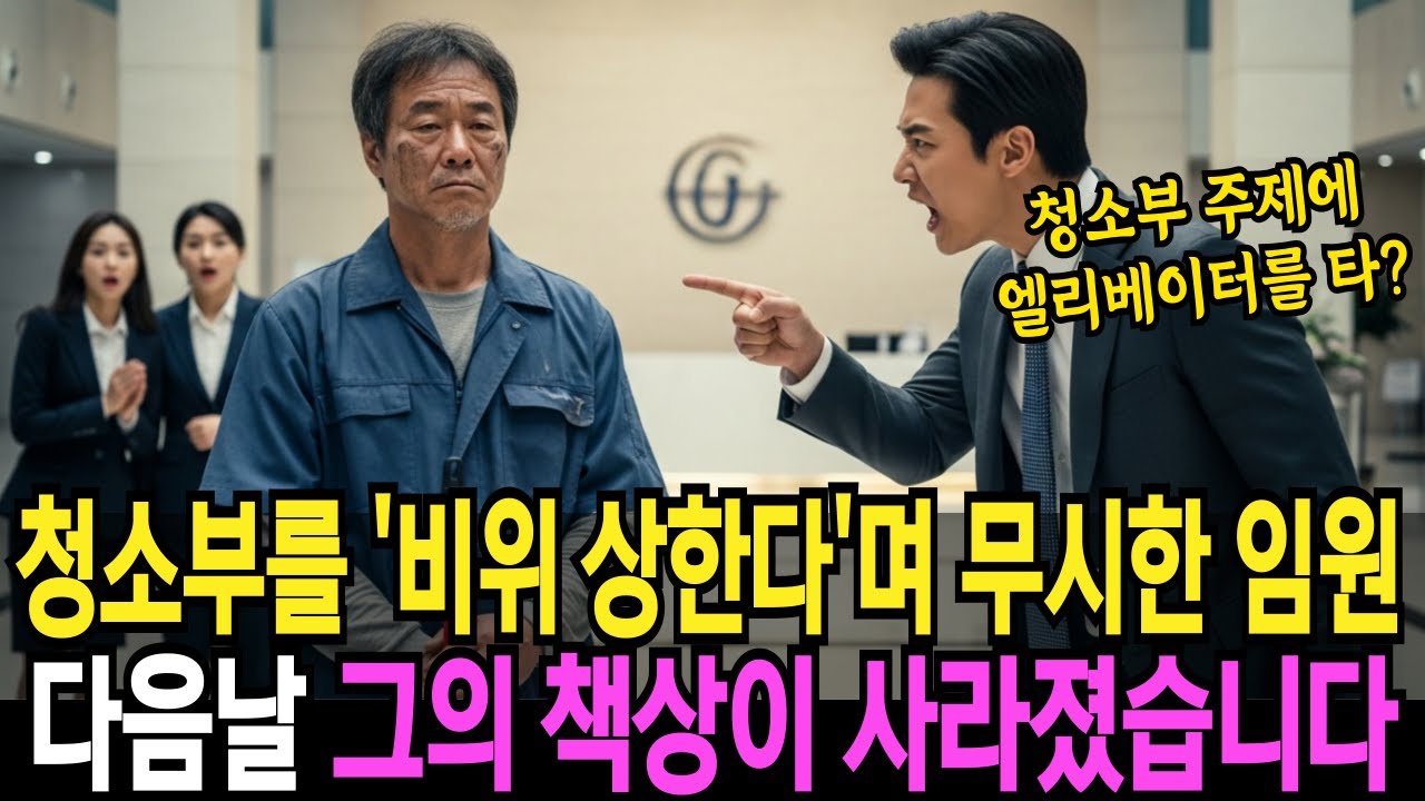 청소부를 비위 상한다며 무시한 임원은 다음날 그의 책상이 사라져버렸습니다
