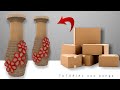 Cara membuat vas bunga besar dari kardus bekas | card board flower vase