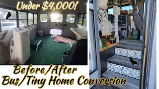 🖤🖤BUS to TINY HOME: Under $4,000! ARTISTIC DYI~ Before & After !!!