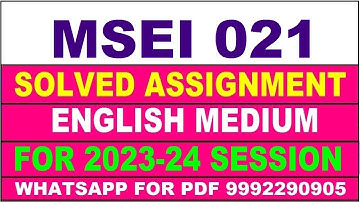 msei 021 solved assignment 2023-24 | msei 21 solved assignment in english 2024 | msei 21 2024
