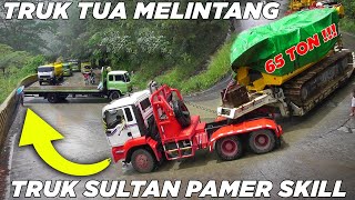 Sopir Truk Sultan Pamer Skill Dewa, Banyak Rintangan Yang Harus Dilewati di Sitinjau Lauik